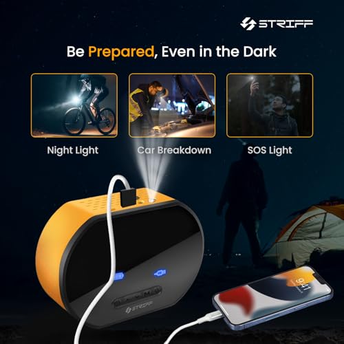 Image of STRIFF AirEdge Tire Inflator Portable with 2-in-1 Rechargeable & Corded Power, 150 PSI Tyre Inflator with Digital Display, Air Pump with LED & Auto ShutOff, Ideal for Car, Bike, Cycle and Ball