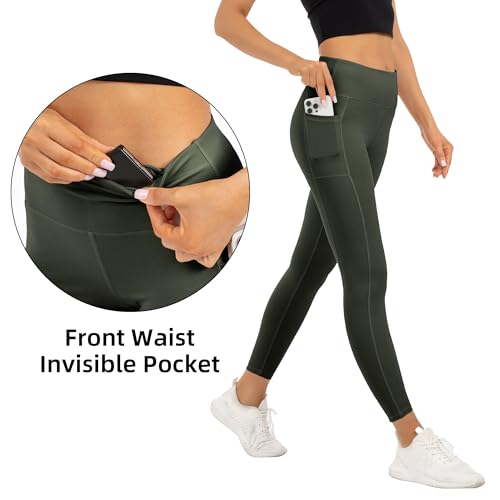 Image of YUDSUD High Waisted Leggings with Pockets for Women, 3 Pack | Tummy Control, Yoga Pants, Running & Daily Wear