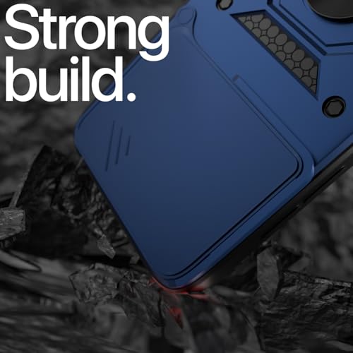 Image of Pikkme Back Cover for Vivo V60 5G / Vivo V60e 5G / Vivo T4 Pro 5G | 360 Protection Case | Sliding Camera Shield Cover & Ring Holder Stand D10 Tough Armor Bumper Case (Blue)