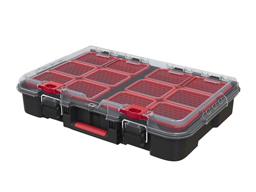 Keter Stack n' Roll Modular DIY Organiser, Removable Bins, Stackable, Lightweight, Durable, Water Resistant, Black