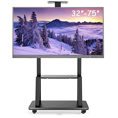Hoher TV-Bodenwagen mit drehbaren Rädern für Gebogene 32"- 75" -Flachbild-LCD-LED-OLED-QLED-Fernseher, schwarz, Unterstützung 105 kg
