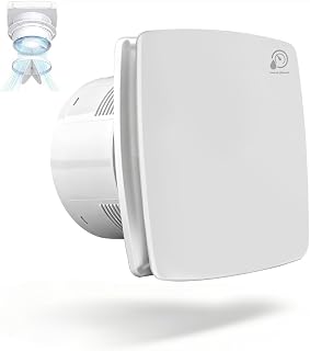 Badlüfter 150mm mit Feuchtigkeitssensor & Nachlauf, 18W Leiser Abluftventilator Lüfter mit Rücklaufklappe, Effizienter Wandventilator mit Nachlauf - Bad/Dusche/Küche/WC [IPX4, 35dB, 240 m³/h] Weiß