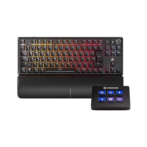 Teclado mecánico Tenkeyless Corsair K70 CORE WIRELESS y Elgato Stream Deck Mini contra el desorden