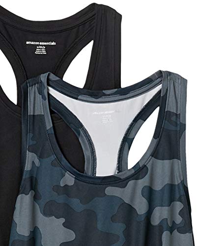 Image of Amazon Essentials Women's Active Quick Dry Tech Stretch Racerback Scoop Neck Tank Top, Multipacks