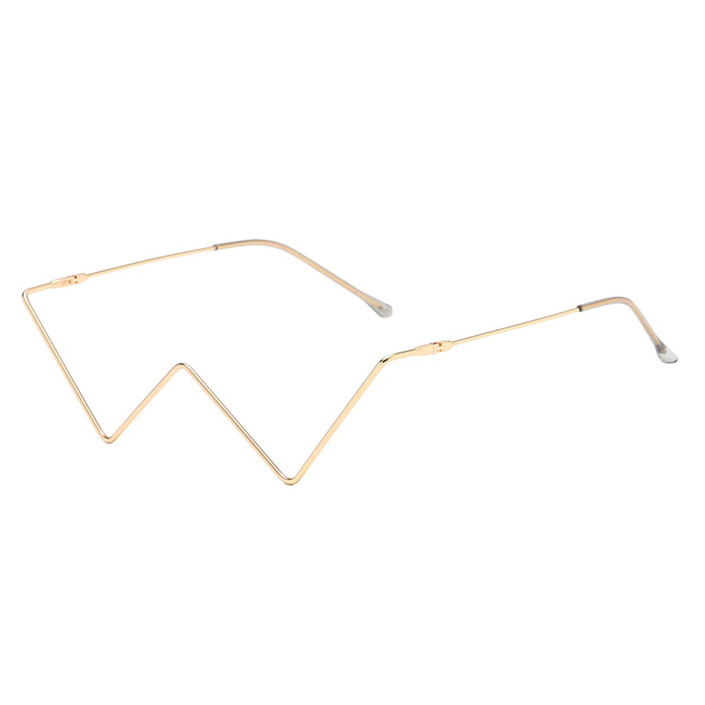 CALANDIS™ Women Frame Glasses W Shaped Small Half Frame Without Lens Gold | Sunglasses | Sunglasses & Fashion Eyewear | Womens Accessories-image-26