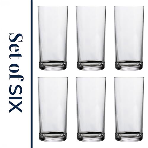 US Acrylic Classic Clear Plastic Reusable Drinking Glasses (Set of 6) 24oz Iced-Tea Cups | BPA-Free Tumblers, Made in USA | Top-Rack Dishwasher Safe