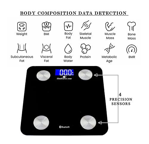 Image of CKDCARES Digital Scale Bathroom Body Weight Scale for Body Fat Scale Smart BMI , Smart Bluetooth Body Fat Scale with Bright LCD Display, Auto ON-Off Function, iOS and Android App Supported, Black, 180kgs /400lbs