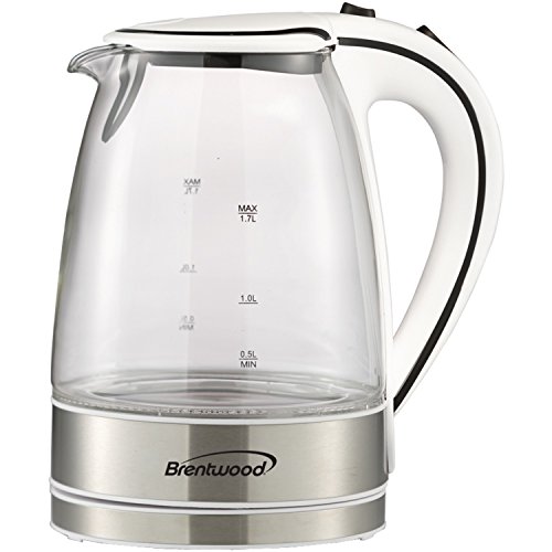 Brentwood Kt-1900W 1.7L Cordless Glass Electric Kettle, White #TOP5