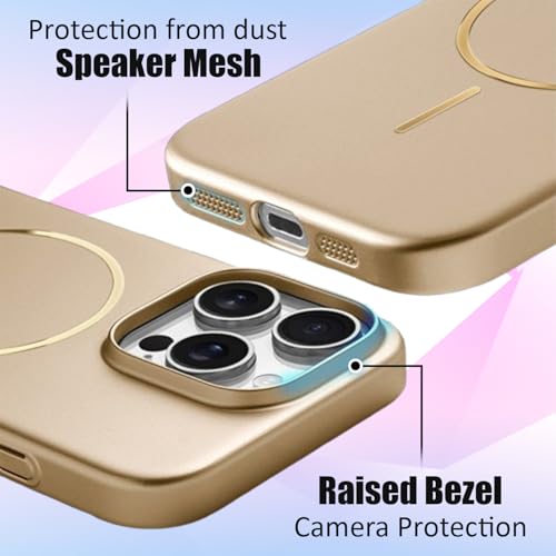 Image of AIBEX Ultra-Thin Mag-Saf Back Cover Case Compatible with iPhone 16 Pro Max| Slim Fit Scratch-Resistant Matte | Magnetic Wireless Charging | Microfibre Lining | Camera Protection (PC Material) - Gold