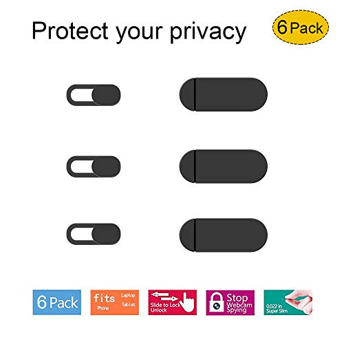 Webcam Cover,FUVISION Ultra-Thin Web Camera Cover Slider Works with Most Tablet, Laptop,PC and All-in-One Desktops, Ultra-Adhesive Camera Privacy Assistant to Protect Privacy Every Moment(Black,6Pack)