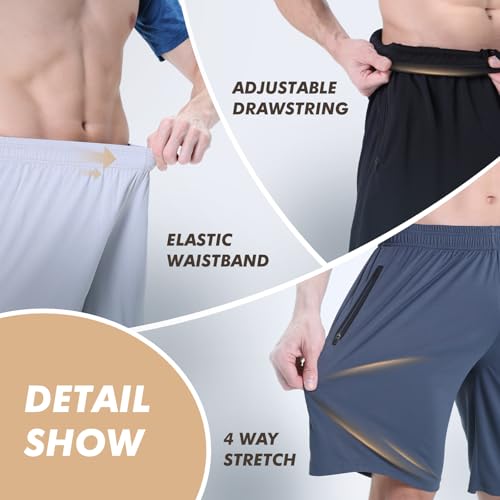 5 Pack Athletic Basketball Mens Shorts with Zipper Pockets - Lightweight Quick Dry Gym Workout Running Shorts for Men3