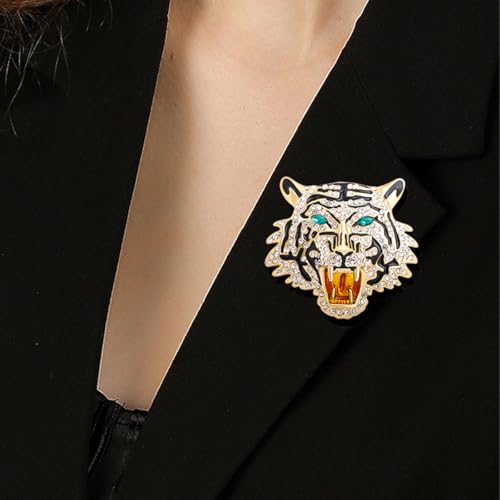 Image of Rheinstone Leopard Brooch Vintage Black Enamel Spotted Leopard Head Brooch Pin Gold Silver Black Leopards Brooch Trendy Clothing Hat Bag Accessories Christmas Birthday Party Jewelry