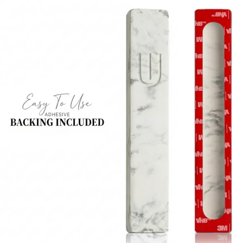Image of SURI Mezuzah for Door with Scroll - 6 Inch Modern Mezuzah Case with Non Kosher Scroll Included, Fits up to 5 inch Scroll, Easy Adhesive Installation, Gift Box Included
