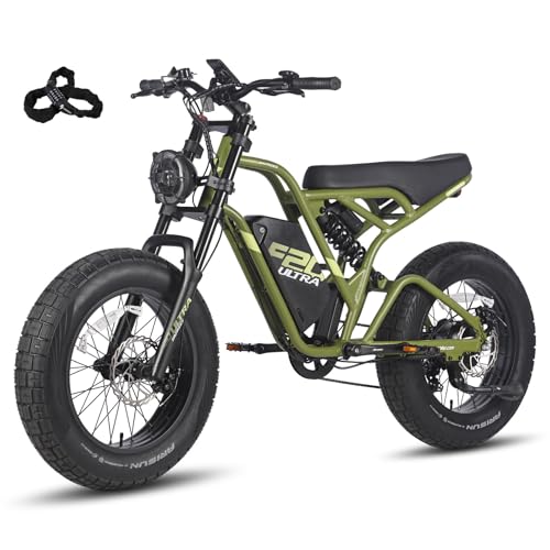 Fafrees F20 Ultra Bicicleta Eléctrica, Fatbike de 20 'x 5,0', E-Bike con Batería de 25 Ah/1200 WH, Suspensión Total, Bici Eléctrica para Hombres, Alcance 80-120 KM (Verde)