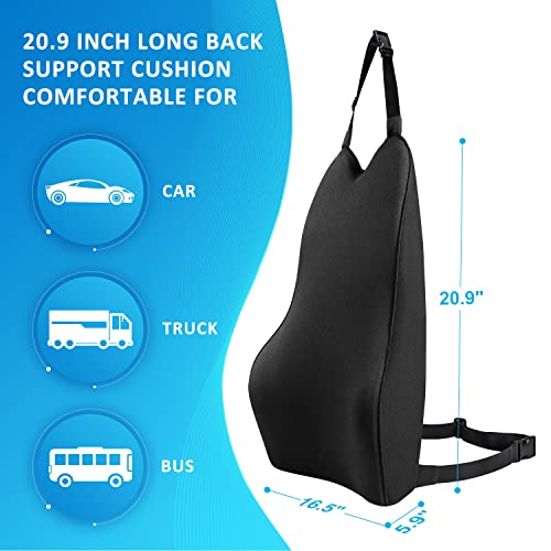 Lumbar Support Pillow For Car-Car Back Support-Memory Foam Car Lumbar Support For Driving Fatigue/Back Pain Relief - Dual Straps Better Fix The Car Cushion -Black #TOP4