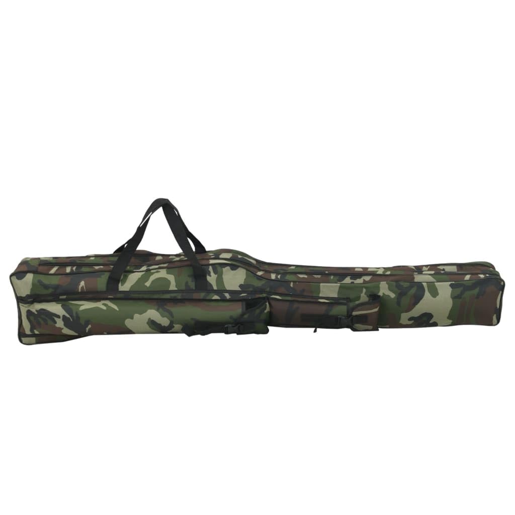 Borsa per canna da pesca nera in tessuto Oxford, organizer per canne da pesca con tracolla regolabile, borsa per il trasporto e custodia per accessori sportivi da pesca, protezione per