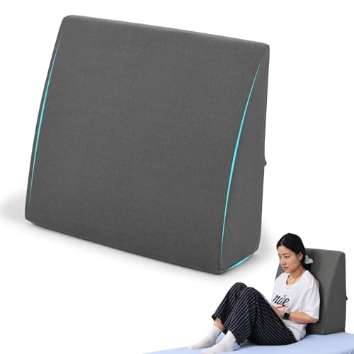 TanYoo 背もたれ クッション 腰枕 腰痛クッション 三角枕 腰当て枕 適度反発力腰枕 足まくら 多機能まくら ランバーサポート ベッド用 テレビ枕 読書用 ウェッジ枕 体圧分散 洗えるカバー (ベッド用大きめ グレー)