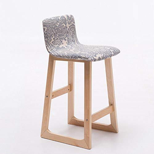 ZZP Modern Furniture Bar Stool with Fabric Seat and Wooden Frame,Comfortable Backrest & Footrest 38.5X33X84/64Cm,1002