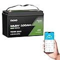 OKMO 12V 100Ah TM LiFePO4 Battery, Lithium Battery 150A BMS with Bluetooth, 10 Years Lifetime 15000+ Deep Cycles,for Marine, RV, Trolling Motor, Boat, Camper, Low Temperature Protection