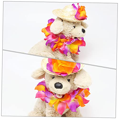 Disfraz hawaiano para perros POPETPOP set sombrero y guirnalda miniatura 2