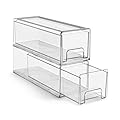 Sorbus Small Wide Clear Storage Drawers (2 Pack) – Stackable Storage Drawers for Pantry, Fridge, or Cabinet – Slide Out Clear Bins with Handles for Organizing