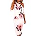Produktbild Kleider Damen Sommer Elegant Knielang Festlich Hochzeit Rockabilly Printing Cross Off Schulter Kleid Abend Party Kleid Sommerkleid (Pink, XL)