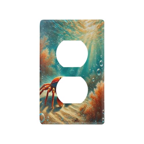 Crab Seabed Sunshine Light Switch Cover Decorative Receptacle Outlet Wall Plate Guard Plastic Wall Outlet Cover for Home Decor Room Office Bathroom (Duplex Outlets Cover)