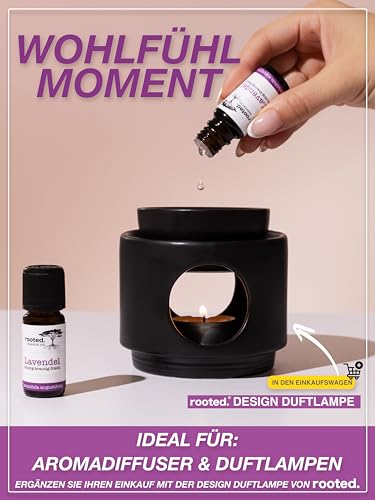 Foto von rooted.® BIO Lavendelöl 10ml [100% NATURREIN] - Echter Lavendel - Lavandula angustifolia - Ätherisches Öl für Aromatherapie, Duftlampe, Diffusoren, Raumduft, Duftkerzen und -Seifen