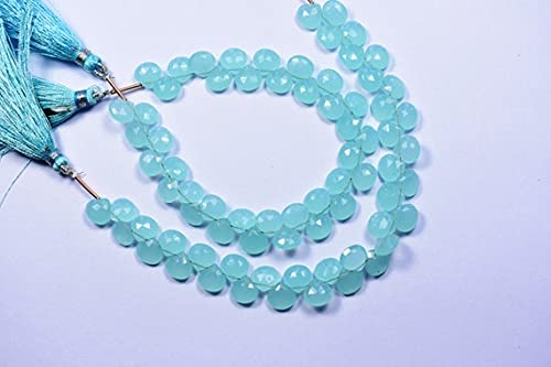 Calcédoine bleu aqua en perles cœurs pour créer vos bijoux de vacances d'été