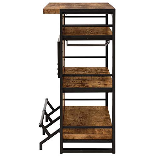 Bowery Hill Industrial Style Home Bar Counter Unit With Stemware Rack In Antique Nutmeg #TOP1