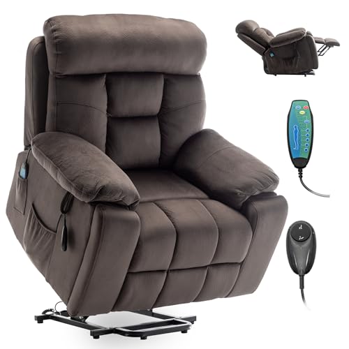 FUNECORP Power Lift Recliner Chair with Massage and Heating Functions,Velvet Sofa with 2 Remote Controls and Two Cup Holders,Recline up to 160 Degrees,Suitable for Living Room