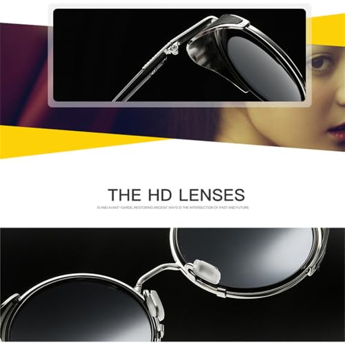 Steampunk Sunglasses Women Round Glasses Goggles Men Side Visor Circle Lens Vintage Retro Style Punk Oculos De Sol4