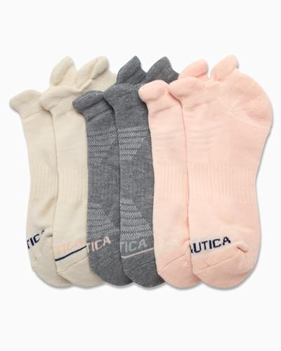 Image of Nautica Womens No Show Socks Moisture Wicking Low Cut Athletic Socks 6 Pack | Moisture Wicking Dri-Motion Fabric, Cushioned Key Areas, Banded Arch Support, No Show Low Cut, Shoe Size 4-10