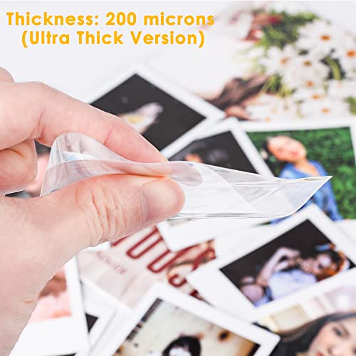 Baskiss 100 Packs Kpop Polaroid Sleeves, Ultra Clear And Thick Sleeve 200 Microns Protectors Cover, Perfect Protective Sleeve For Kpop Standard 72X86Mm Square Polaroid, Unsealable (100P - 76X89Mm) #TOP4