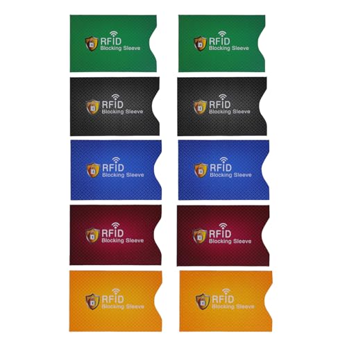 CMOISO Lot de 10 protections de cartes de crédit, étanches, unisexes, anti-démagnétisation et antivol, Cinq couleurs, 8.8 x 5.8 cm, Moderne