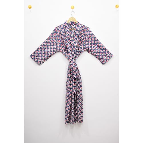 Image of Hand block print Cotton Kimono bikini cover up,Indian Hand block print Cotton Bath Robe,Swim Wear,Nighrwere Dressing Gown