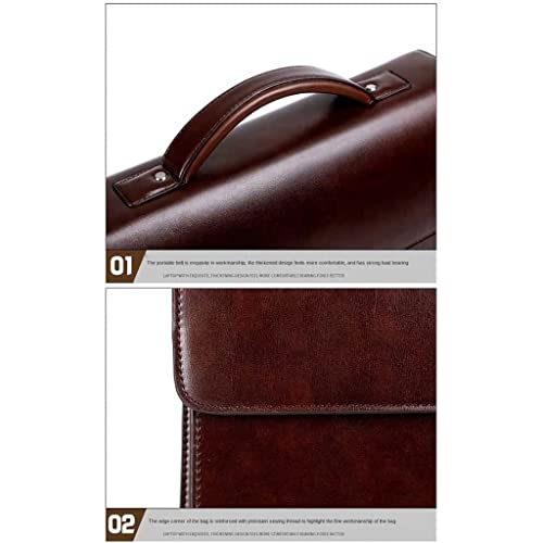 Male Handbags Pu Leather Men's Tote Briefcase Business Shoulder Bag for Men Laptop Bags (Color : Black, Size : 38x29x8cm) 5