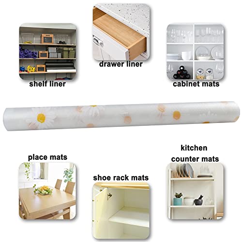 Shelf And Drawer Liners For Kitchen Cabinet Fridge Place Mats, Waterproof Sink Liner No Slip Bathroom Mats Non Adhesive Eva Plastic Liner Roll - Clear Daisy 17.7"×118" #TOP4