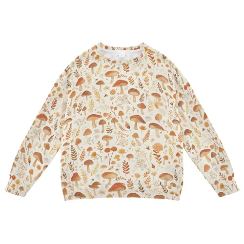 JUNZAN Watercolor Cute Mushrooms Kids Boys Hooded Sweatshirt Crewneck Hoodies for Girls Camping 4T
