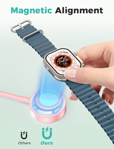 Image of 2026 Upgraded USB C for Apple Watch Charger Magnetic Fast Charging Cable Portable Wireless Charging Compatible with iWatch Series 11 /10 /9 /8 /7 /6 /5 /4 /3 /2-Pink