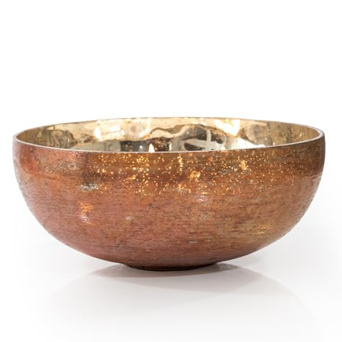 ANDALUCA Amber Mercury Glass Decorative Round Bowl (Amber)