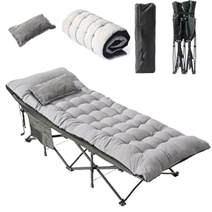 Flycoop Feldbett Klappbar mit Matratze und Kissen Campingbett 71cm/81cm Klappbett Camping Bett 204 kg Reisebett Erwachsene Gästebett für Garten Innen Outdoor Camping