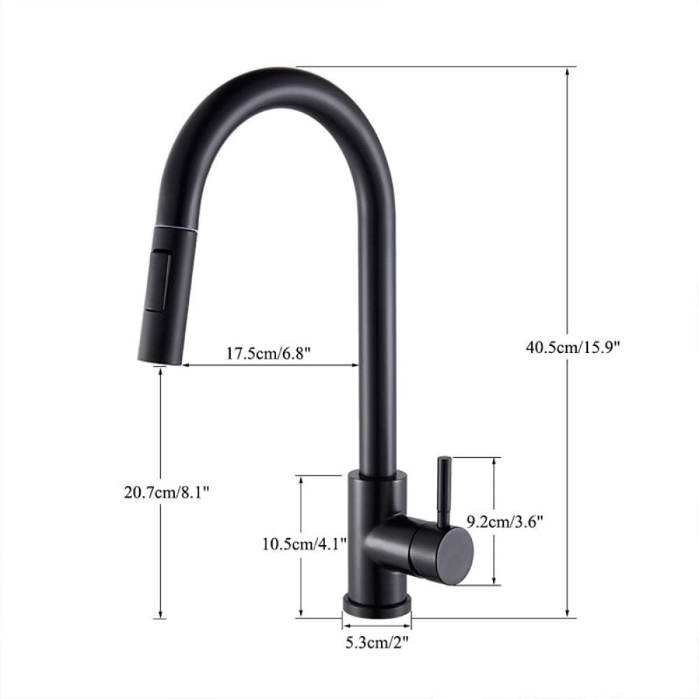 Grifo de cocina Mezclador de agua fría y caliente Grifo de grúa Fregadero de rotación de corriente Grifo de lavado para cocina extraíble, cromo, talla única