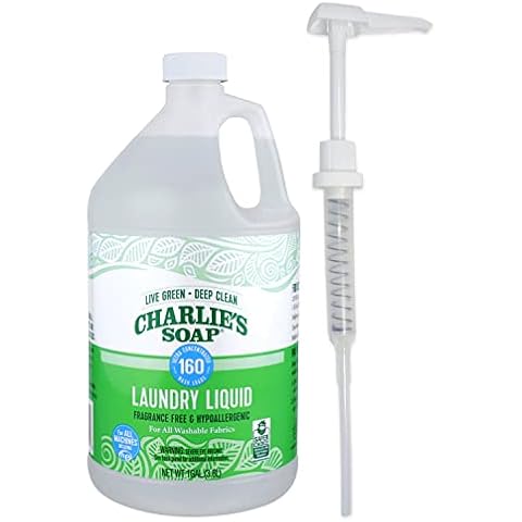 Charlie's Soap HE Hypoallergenic Liquid Laundry Detergent with Pump, 1 Gallon Cover