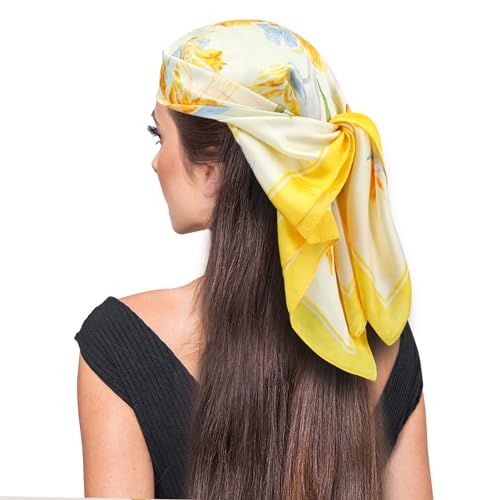 vimate Head Scarf for Women Hair 27'' Square Satin Silk Feeling Bnadana Neck Scarf Handbag Accessories Etc