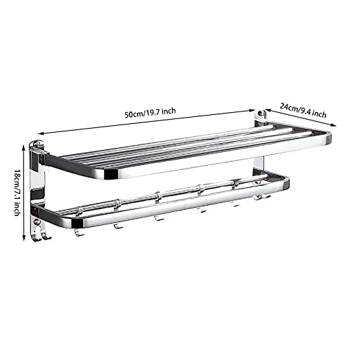 Toallero de baño de acero inoxidable con estante de pared de 60 cm 8