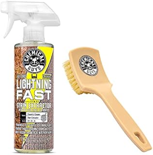 Chemical Guys Carpet & Upholstery Stain & Spot Remover Bundle with (1) 16 oz Lightning Fast Stain Extractor and (1) Nifty Detailing Brush