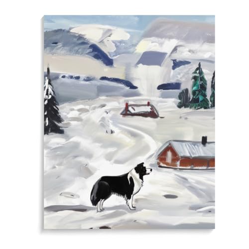 Paint by Numbers Border Collie Dog DIY Acrylic Painting Kit with Brushes Pigment Oil Painting Artwork Adults Beginners Wall Decor 20x24inch(50x60cm) Frameless