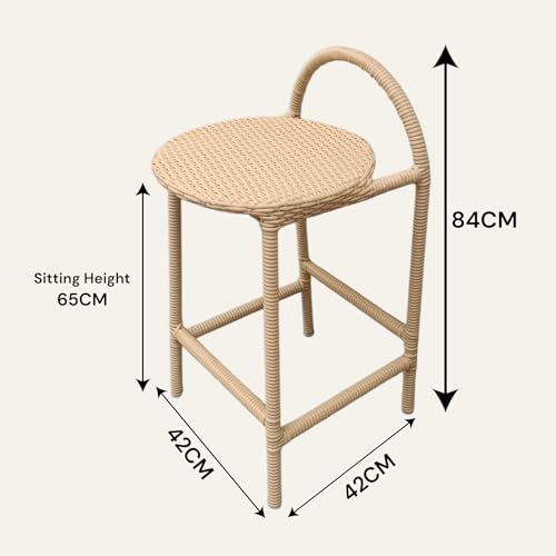 Image of PRATHAM India Patio Outdoor Bar Stool for Kitchen, Home Bar Wicker Bar Stools Set, Outdoor Bar Patio High Rise Chairs Weather Resistant Home Bar Furniture (Set of 2)