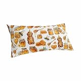 Golden-Yellow Honey Bears California King Pillow Case - Microfiber Bed Throw Pillow Covers, Cartoon Bees Sweet Watercolor Decorative Lumbar Pillow Cover with Envelope Closure for Sofa/Travel 20"x40"
